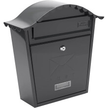 Burg Wachter MB01A Classic Wall Mounted Galvanised Steel Lockable Weatherproof Post Box, Anthracite, 36x37x13cm