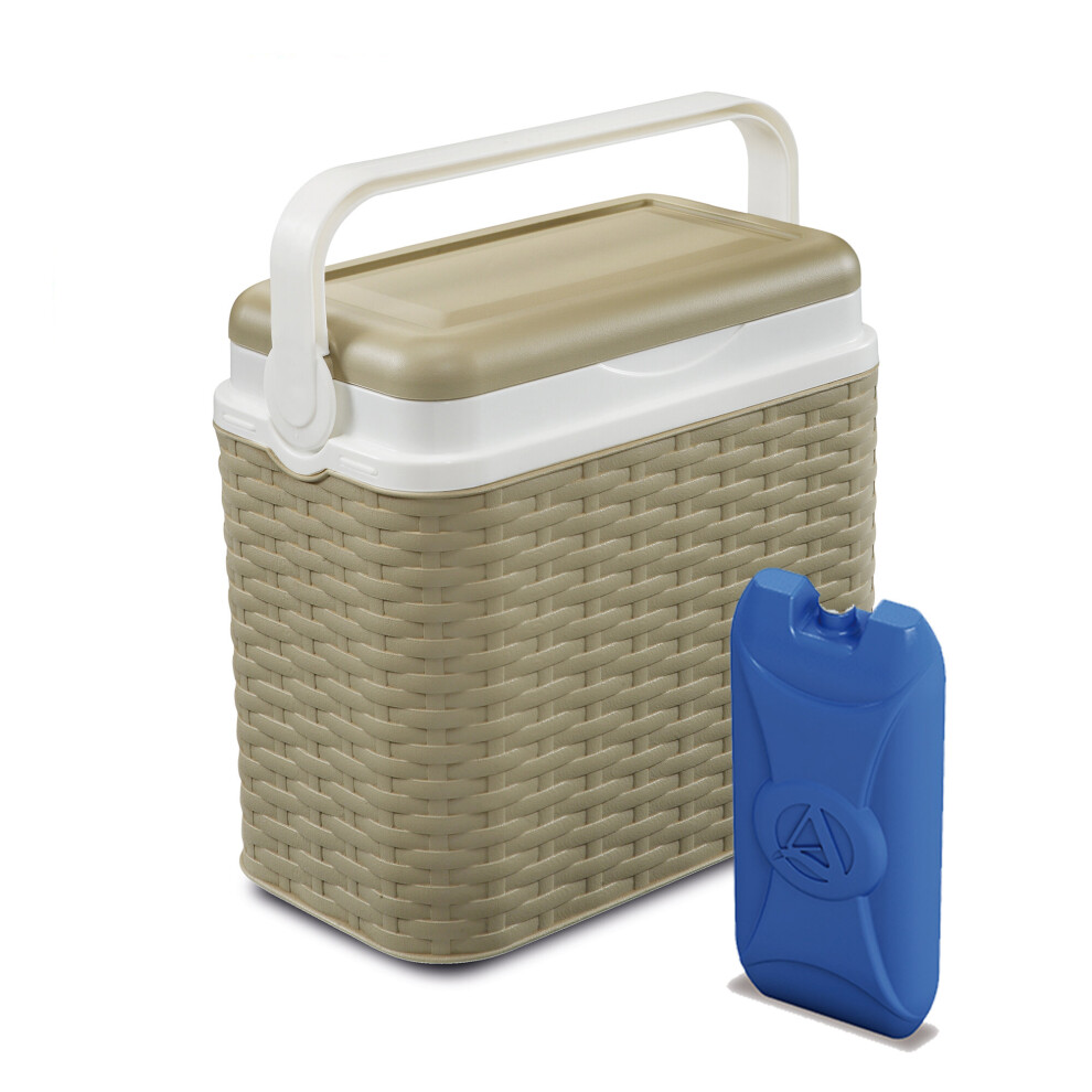 Urbn Living ( + 1 Ice Pack (Out Of Stock)) 10 Litre Rattan Small Cooler Box With 1 Ice Pack Beige