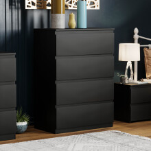 (Black) Denver 4 Drawer Chest Garment Storage Bedroom Unit