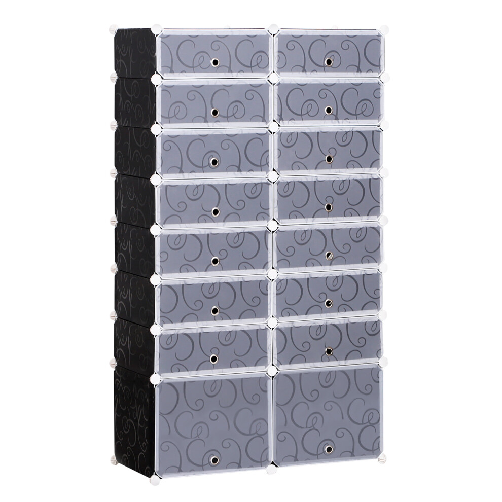 HOMCOM Large 16-Cube DIY Shoes Rack Portable Interlocking Cabinet