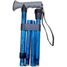 Walking Stick â Gel Handle Comfort Grip Collapsible Folding Cane for Men & Women - Adjustable Length - by Life Healthcare - Blue Crackle