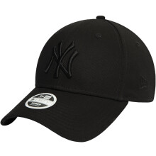 New Era Women's New York Yankees Essential 9FORTY Adjustable Cap - Black Cotton, Curved Visor, D-Ring Closure