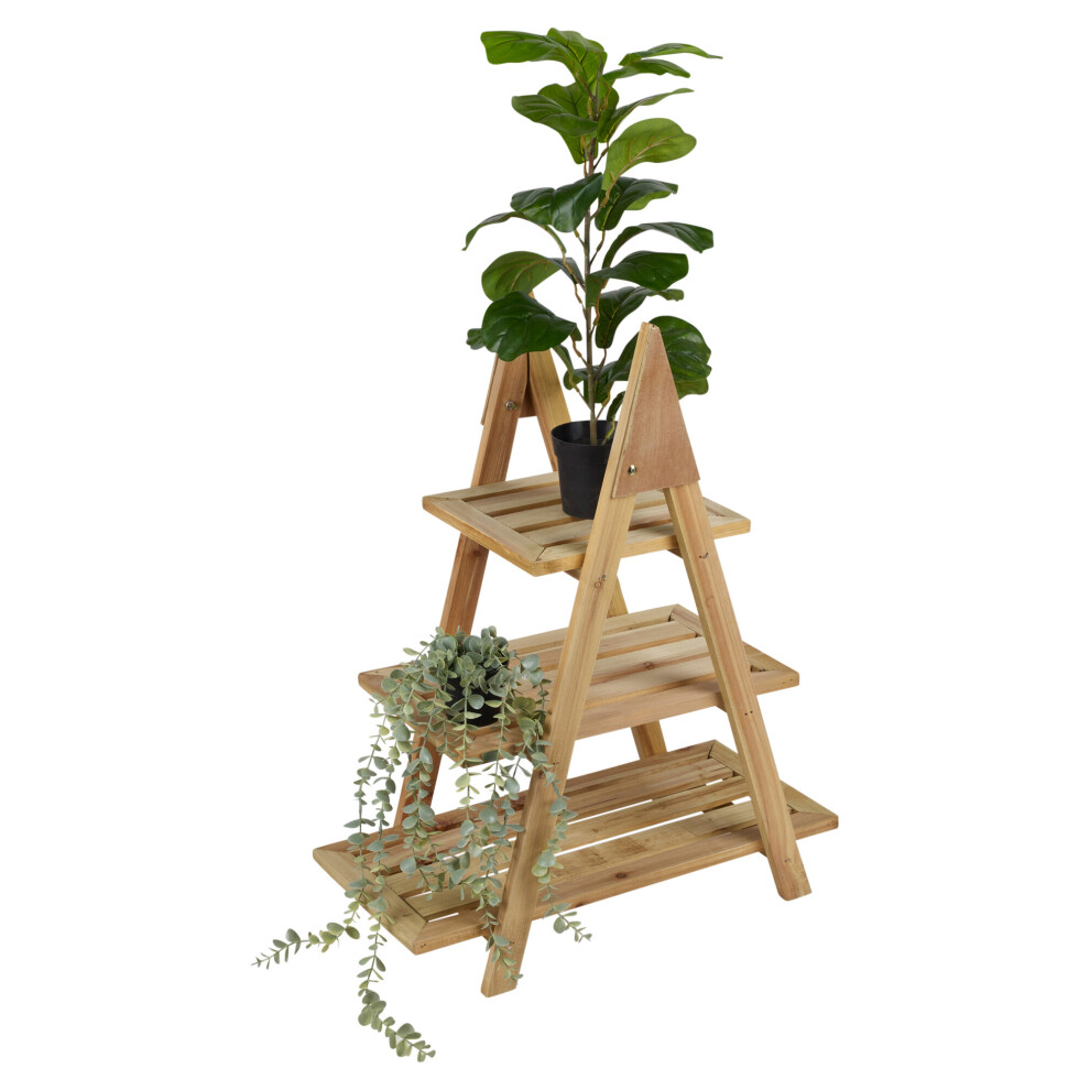 3 Tier Wooden Stairs Standing Shelving Flower Plant Decoration Display Rack