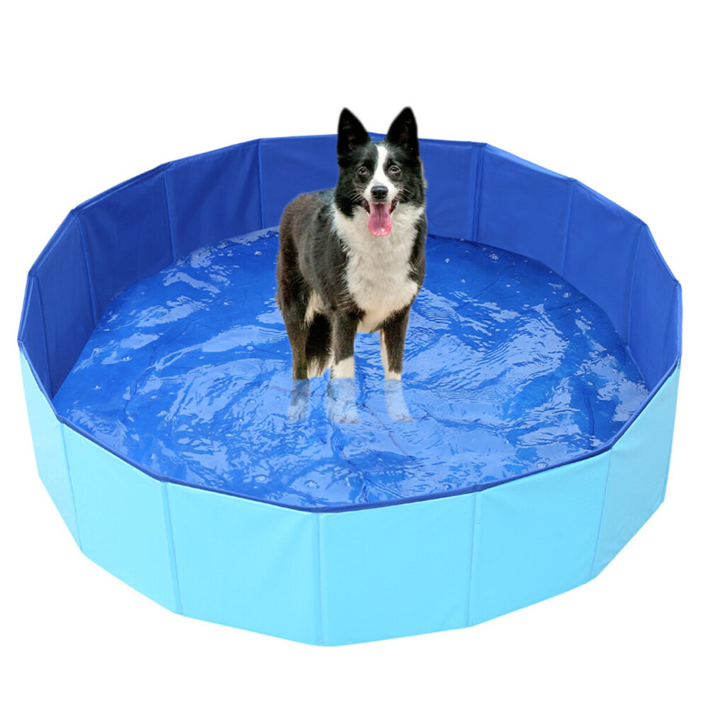 (Blue, 47.2 Inch x 11.8 Inch) Youngshion Portable Indoor Outdoor PVC Pet Swimming Pool Collapsible Kiddie Dog Cat Bathing Tub