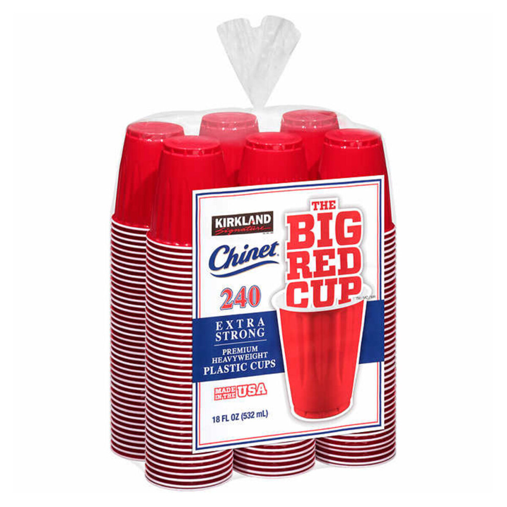 Kirkland Signature Chinet 532ml 18 oz Red Plastic Cup, 240 Pack