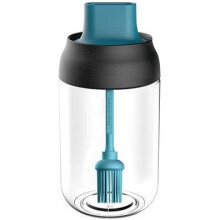(Brush Oil Blue) Spice Jar Spoon Cap Sealed Seasoning Bottle
