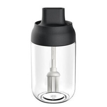 (Brush Oil Black) Spice Jar Spoon Cap Sealed Seasoning Bottle