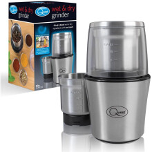 Quest 34170 Electric Wet & Dry Grinder / Compact Stainless Steel Design / 80g Capacity / 200W / 20cm x 12cm x 12cm