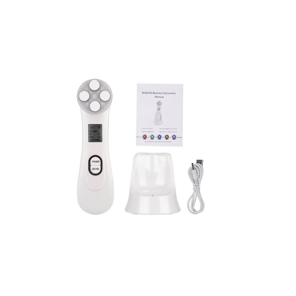 Lemon Tea7186 White ( No Box) Facial Mesotherapy Electroporation Rf Radio Frequency Led Photon Face Lifting Tighten Wrinkle Removal Skin Care Face Massager