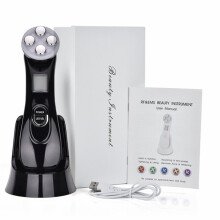 ( black with box) Facial Mesotherapy Electroporation RF Radio Frequency LED Photon Face Lifting Tighten Wrinkle Removal Skin Care Face Massager