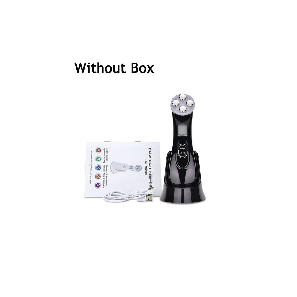 Lemon Tea7186 Black ( No Box) Facial Mesotherapy Electroporation Rf Radio Frequency Led Photon Face Lifting Tighten Wrinkle Removal Skin Care Face Massager