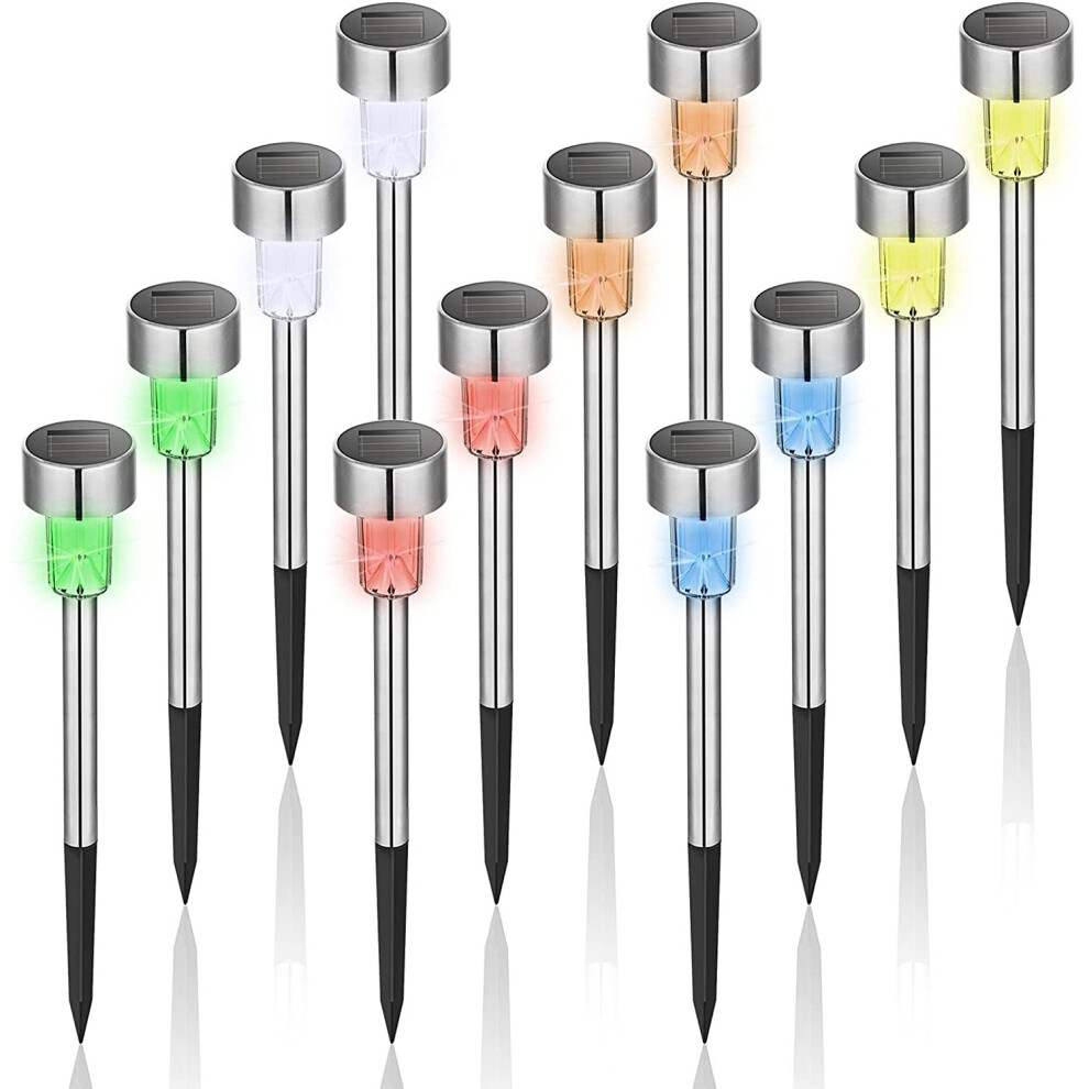 12 Pack Colour Changing Solar Garden Lights Stakes Walkway Patio Path
