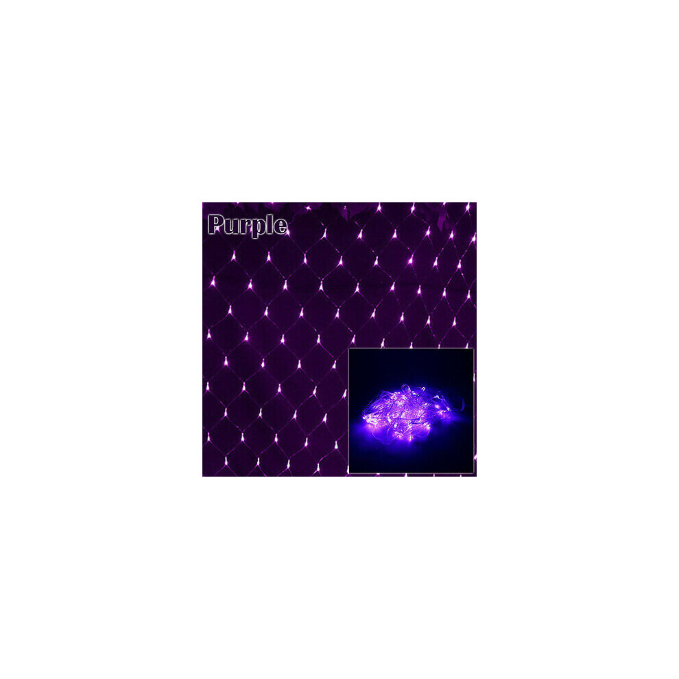 (Purple, 200LED 3m x 2m) LED String Net Mesh Lights Fairy Curtain Mesh Lights Outdoor Party