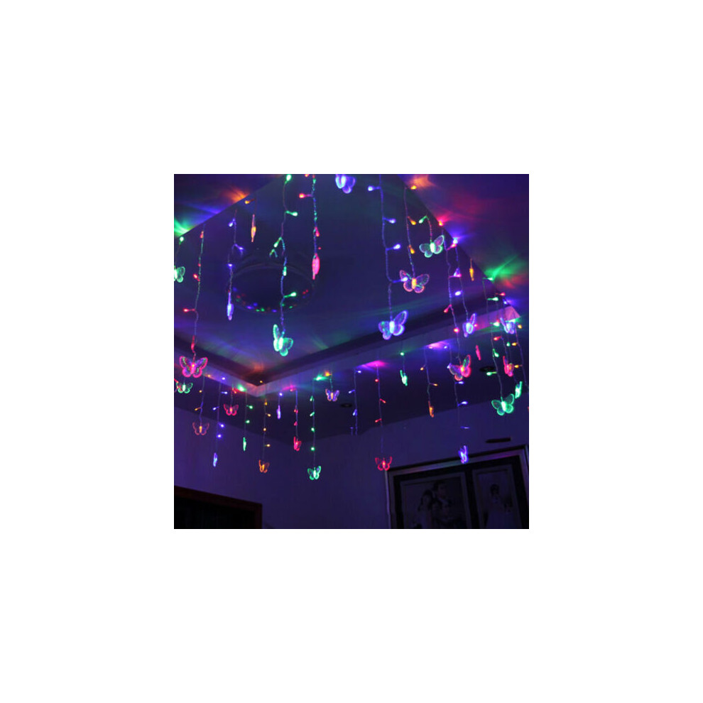 (Multi-Colour 3.5M 96LED Butterfly) LED Solar Garden String Lights Butterfly Multicolour Waterproof Outdoor