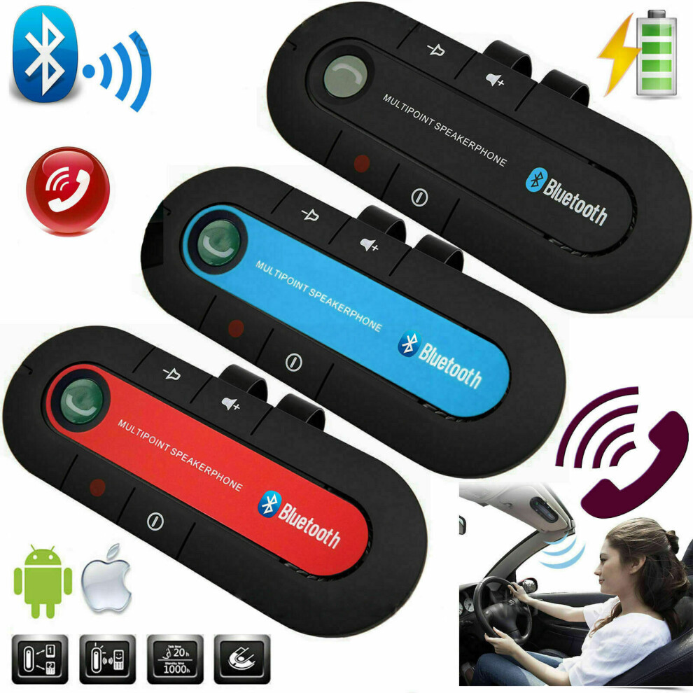 (Black) Wireless Bluetooth Speaker Hands-Free Car Kit Speakerphone Visor Clip Receiver