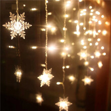 (Warm White) Christmas LED Snowflake Decor Xmas Icicle Curtain Fairy Lights Hanging Party