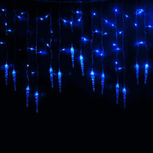 (Blue) 3.5M 96 LED Icicle Hanging Curtain Window Light Fairy String Xmas Home Decors