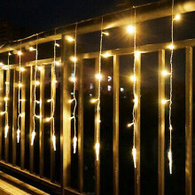 (Warm White) 3.5M 96 LED Icicle Hanging Curtain Window Light Fairy String Xmas Home Decors