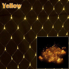 (Yellow, 200LED 3m x 2m) LED Net Mesh Fairy String Lights Garden Party Outdoor