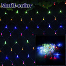 (Multi-Coloured, 200LED 3m x 2m) LED Net Mesh Fairy String Lights Garden Party Outdoor