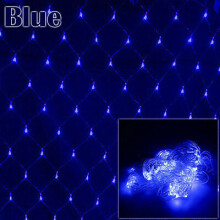 (Blue, 200LED 3m x 2m) LED Net Mesh Fairy String Lights Garden Party Outdoor