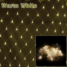(Warm White, 200LED 3m x 2m) LED Net Mesh Fairy String Lights Garden Party Outdoor