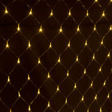 (Yellow, 1.5MX1.5M 96LED) LED String Fairy Net Lights Curtain Mesh Christmas Party Garden Outdoor Indoor