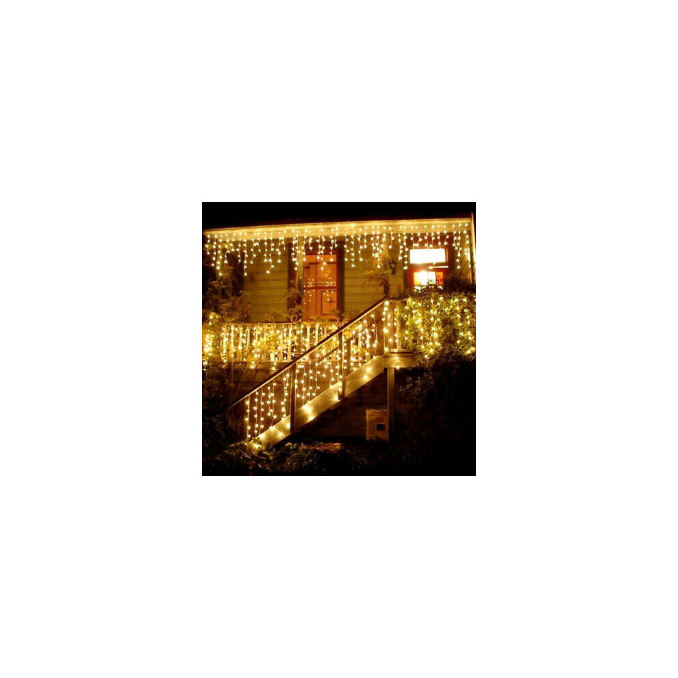 (#1 3.5m 96LED Warm White ? Xmas Party Wall Decor) 3.5M 96 LED Icicle Hanging Snowing Curtain Fairy Light Christmas Xmas Decor
