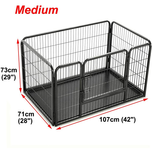 Pet Puppy Metal Playpen Foldable Design with Removable Plastic Floor Medium Heavy Duty Dog Crate Cage Pet Puppy Playpen Foldable with Tray on OnBuy