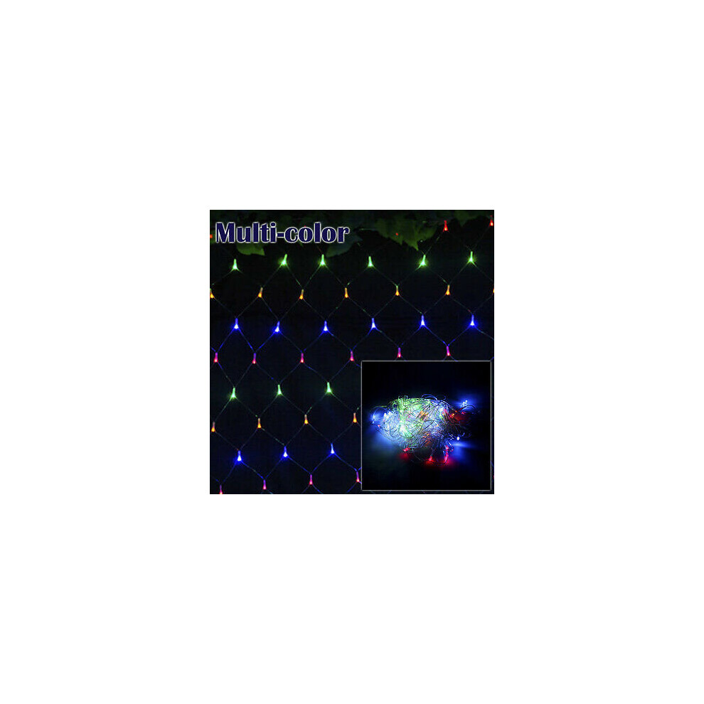 (Multi-Coloured, 200LED 3m x 2m) LED String Fairy Net Lights Curtain Mesh Christmas Party Garden Outdoor & Indoor