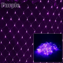 (Purple, 200LED 3m x 2m) LED String Fairy Net Lights Curtain Mesh Christmas Party Garden Outdoor & Indoor
