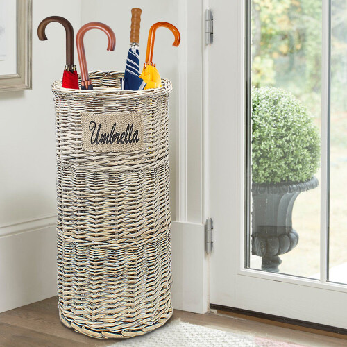 Daniel James Rattan Umbrella Rack Stand Wicker Basket Holder Bin Brolly Storage Walking Stick 2