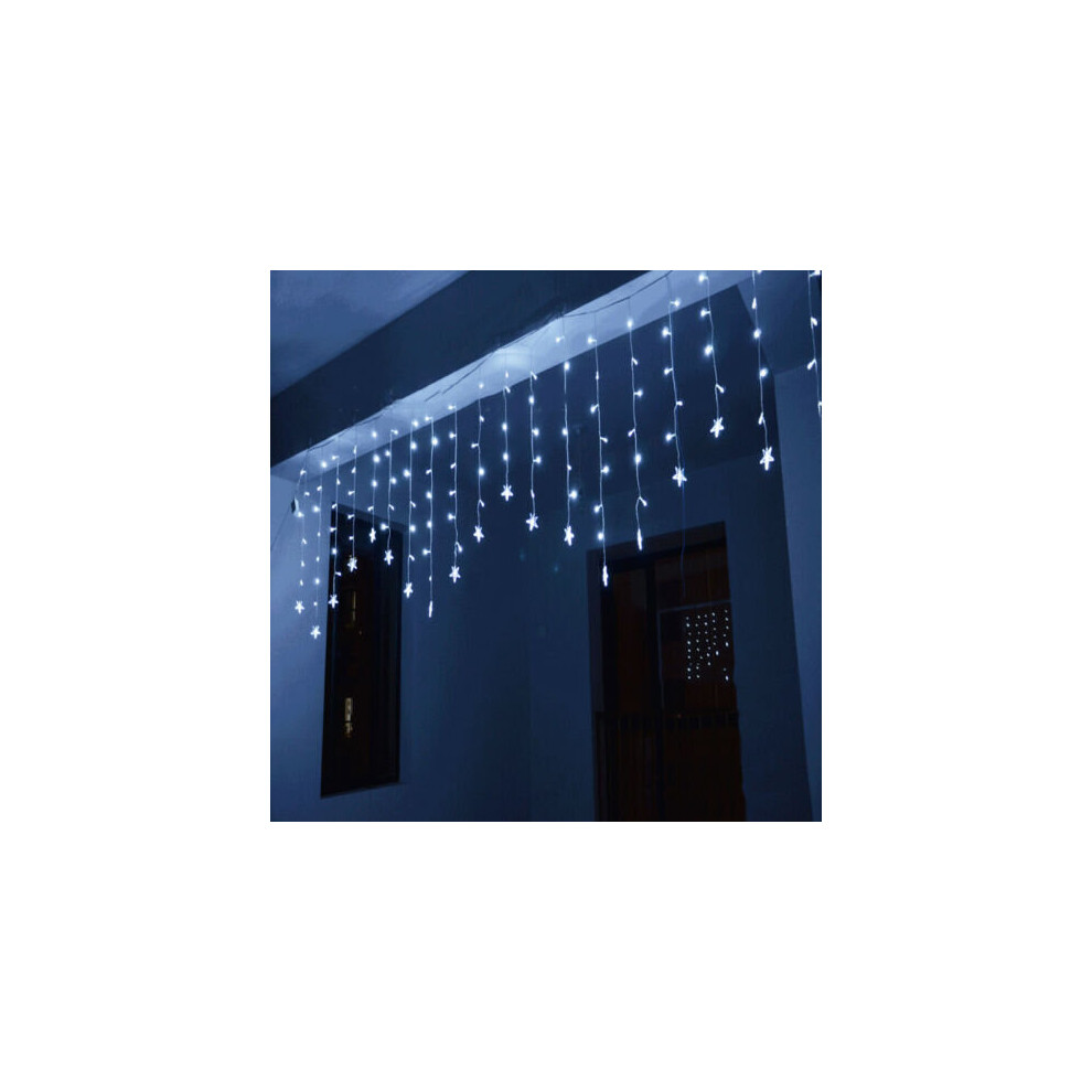 (Cool White?Indoor Outdoor Vocation Flash Bulbs, 3.5M 96LED Star) 3.5M 96 LED Christmas Star Fairy Curtain Window String Lights Party Home Decor