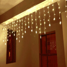 (Warm White?Hanging Background LED Night Lights, 3.5M 96LED Star) 3.5M 96 LED Christmas Star Fairy Curtain Window String Lights Party Home Decor