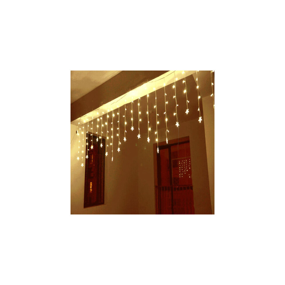 (Warm ?Hanging Background Led Night Lights, 3.5M 96Led Star) 3.5M 96 Led Christmas Star Fairy Curtain Window String Lights Party Home Decor White