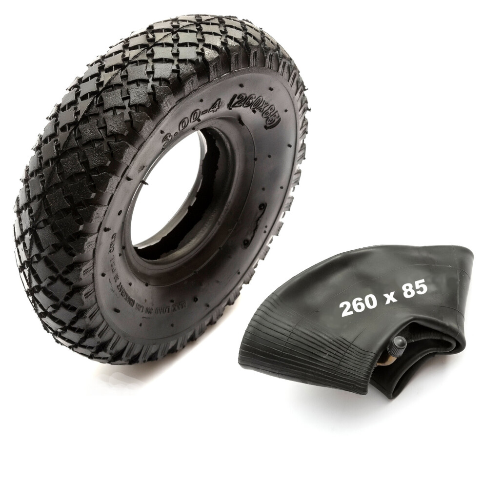 Tyre & Inner Tube 260X85 Diamond Tread 2 Ply Petrol Scooter 4 Inch 5056213562908