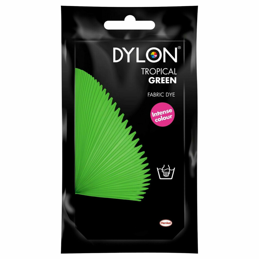 (Tropical Green) DYLON Hand Fabric Dye Sachet For Clothes & Soft Furnishings, 50g