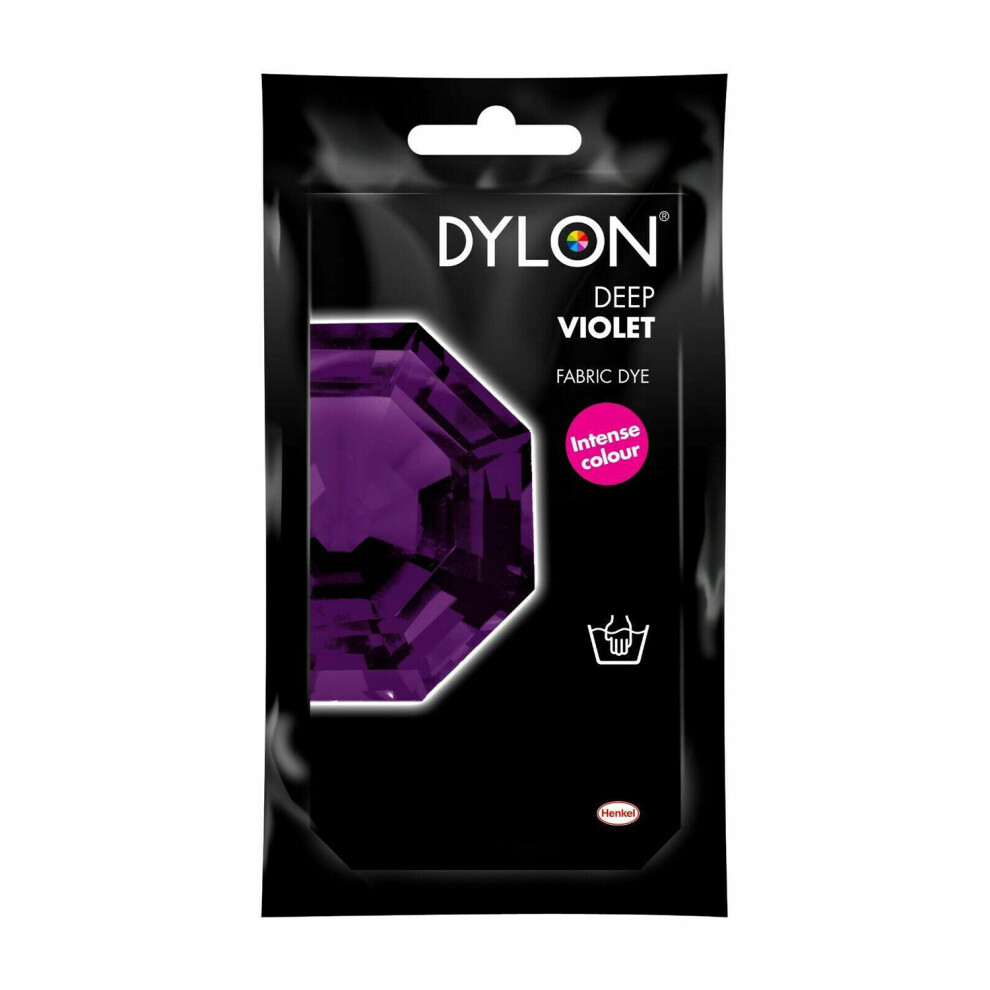 (Deep Violet) DYLON Hand Fabric Dye Sachet For Clothes & Soft Furnishings, 50g