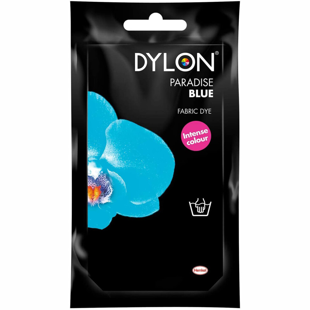 (Paradise Blue) DYLON Hand Fabric Dye Sachet For Clothes & Soft Furnishings, 50g