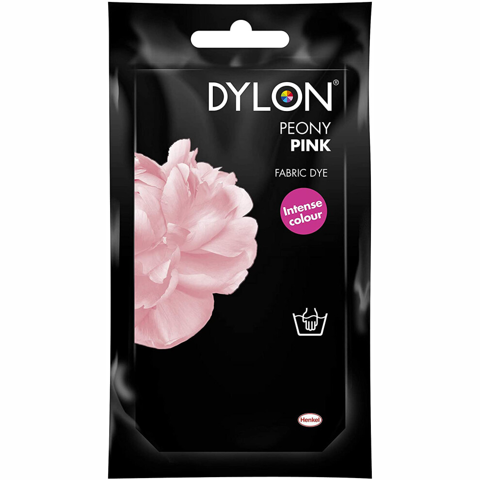 (Peony Pink) DYLON Hand Fabric Dye Sachet For Clothes & Soft Furnishings, 50g