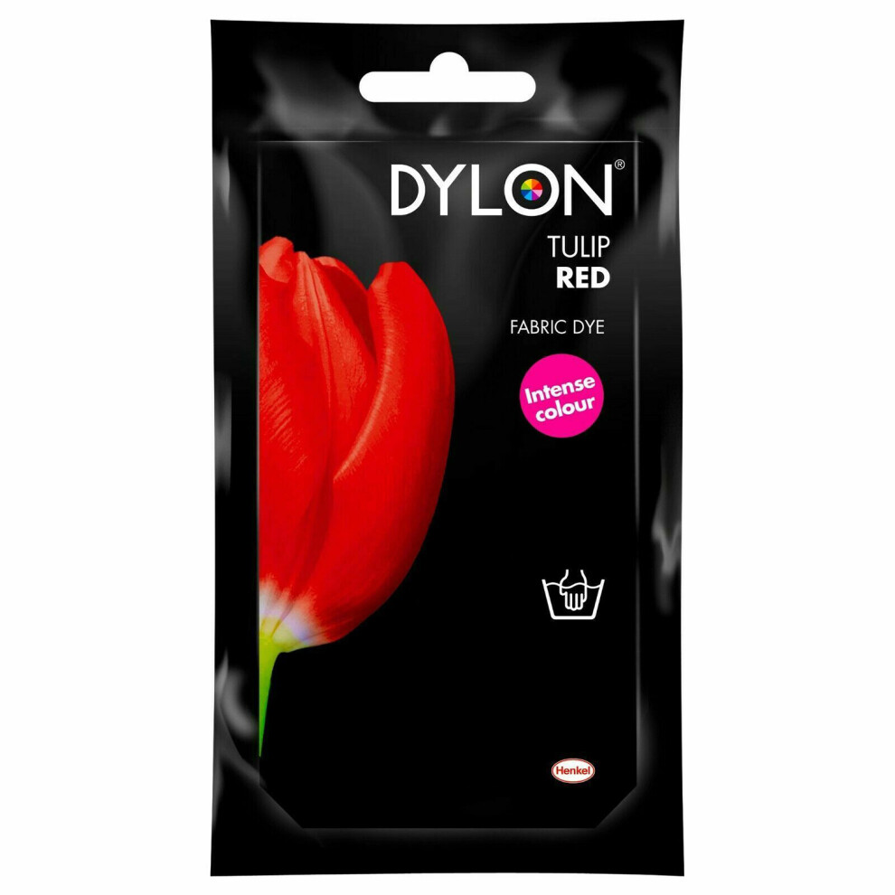 (Tulip Red) DYLON Hand Fabric Dye Sachet For Clothes & Soft Furnishings, 50g