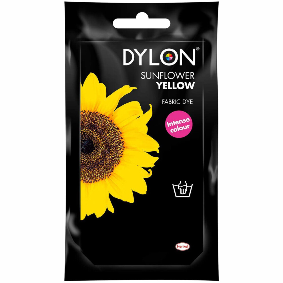 (Sunflower Yellow) DYLON Hand Fabric Dye Sachet For Clothes & Soft Furnishings, 50g