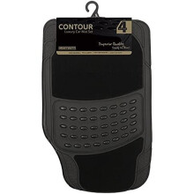 Universal Car Mats 4-Piece Heavy Duty Rubber & Carpet Set - Black, Front & Rear, Trim-to-Fit, Non-Slip & Easy to Clean