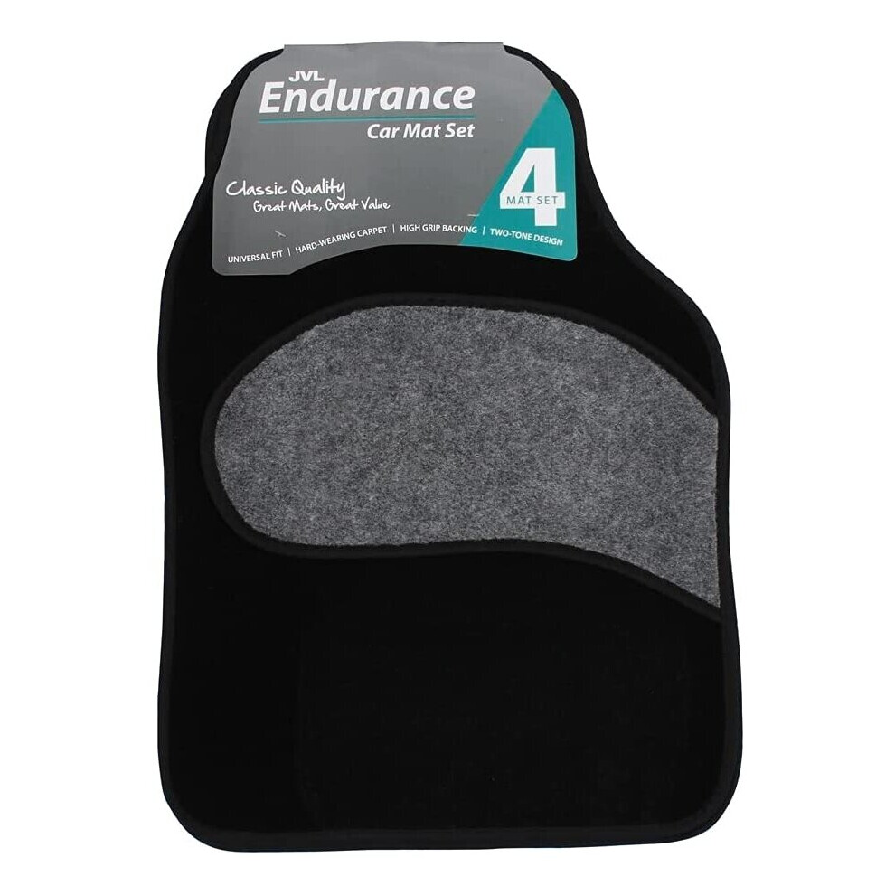 Endurance Car Mat Extra Grip Under Foot 4 Pieces Black/Grey 5001221144004