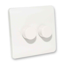 (Double Dimmer Switch - 2 way, White) LED Dimmer Switch Single Double Light Switch Dimmable White Chrome 3W-250W 240V