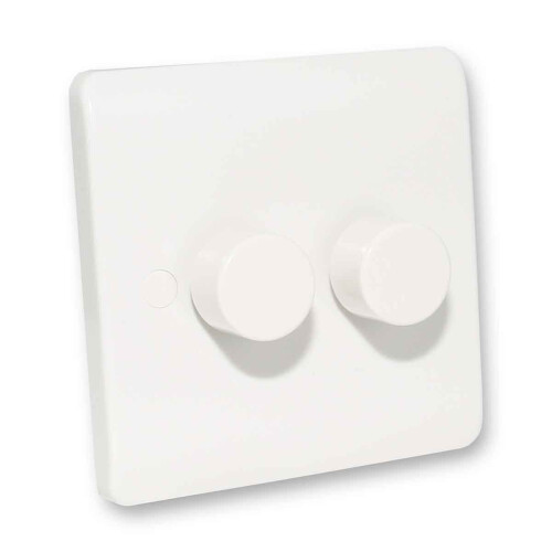 Lowenergie (Double Dimmer Switch - 2 way, White) LED Dimmer Switch Single Double Light Switch Dimmable White Chrome 3W-250W 240V
