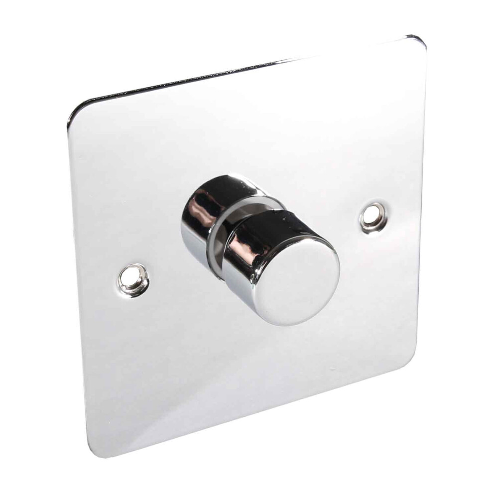 (Single Dimmer Switch - 2 way, Chrome) LED Dimmer Switch Single Double Light Switch Dimmable White Chrome 3W-250W 240V