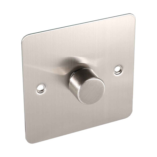 Lowenergie (Single Dimmer Switch - 2 way, Brushed Chrome) LED Dimmer Switch Single Double Light Switch Dimmable White Chrome 3W-250W 240V