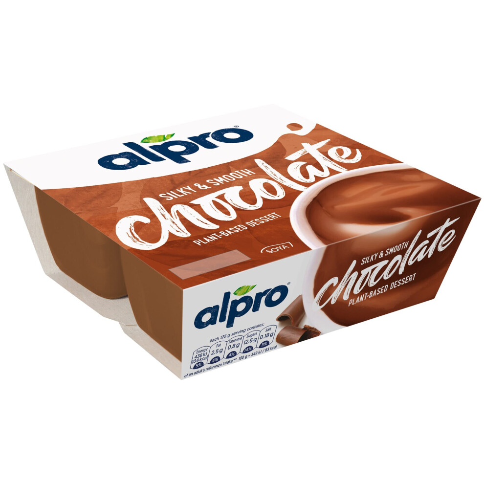 New Alpro Silky Smooth Chocolate Soya Desserts - 24X125g
