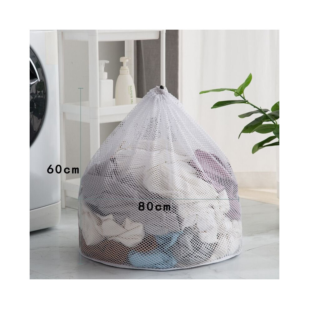 (Coars Mesh-60X80cm/23.6X31.4in) Laundry Bag Drawstring Mesh Washing Net Bag White